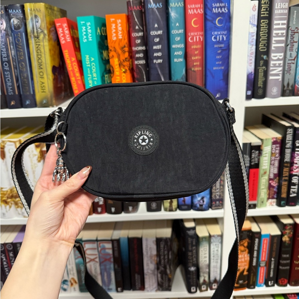 Kipling Black Crossbody Bag with Silver Accents